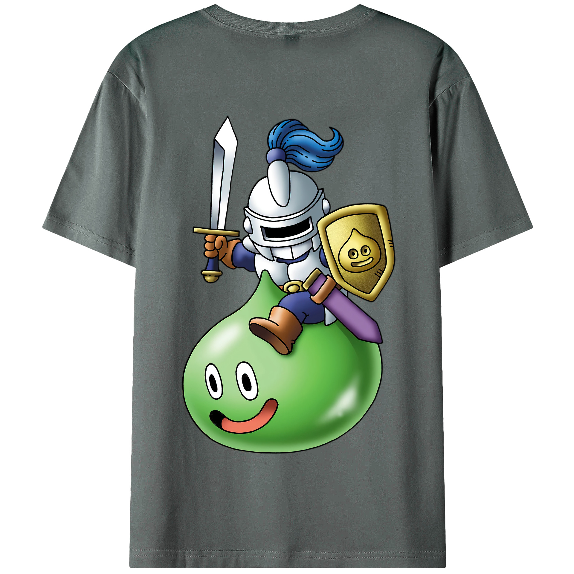 （画像用） ドラゴンクエスト Doragon Kuesuto Dragon Quest 綿100％半袖Tシャツ（背面プリント）